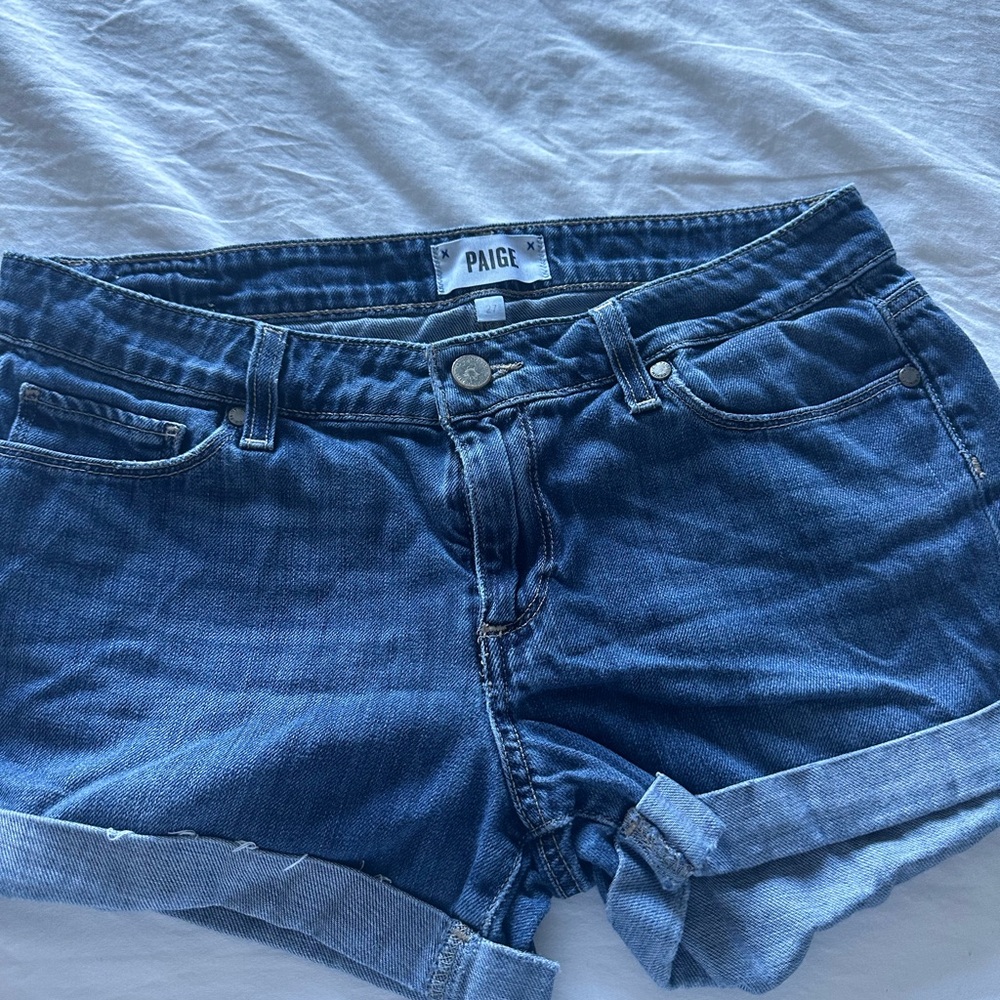 PAIGE Dark Blue Denim Shorts